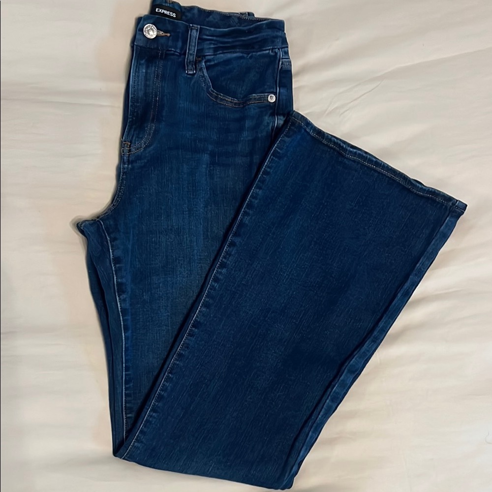 Express Blue Flare Wide Leg Jeans